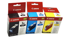 Lot of 3 Sealed Canon BCI-3e Ink Cartridges (Black, Cyan & Yellow) picture