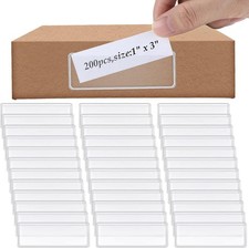 200 Pcs Label Holder Self Adhesive Clear Pocket Bulk 3x2 Inch | Plastic Sticking picture