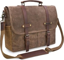 Mens Messenger Bag 15.6 Inch Business Office Work Briefcase Brown for Laptops picture