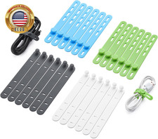 24 Pcs Silicone Cable Ties, Cord Organizer Ties, Cord Ties Reusable, Cord Wrap C picture