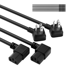 3-Prong 45 Degree Flat to 90 Angled Plug Power Cord 3 Ft/2 Pack, Heatproof Fl... picture