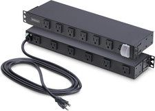 12-Outlet Rackmount PDU, 1U Server Power Strip, Wide-Spaced Right-Angle Ports, M picture