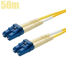 50M LC to LC UL Single Mode 9/125 Duplex Fiber Optic Optical Cable OFNR Yellow picture