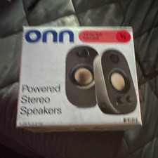 onn. Powered 2.0 Wired Computer Speakers 3.5mm AUX, Volume/Bass, Black picture