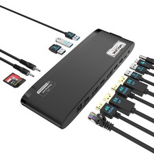 Dual 5K@60Hz Display DisplayLink Docking Station 100W Charging 5x USB-A Ethernet picture