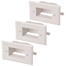 3 Pcs 2 Gang Easy Mount Recessed Wall Plate Low Voltage HDMI AV Cable Pass White picture