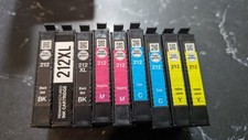 Lot Of 9 Empty Ink Cartridges  - Black - Yellow - Cyan - Magenta 8 Epson 212 picture