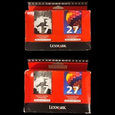 NEW TWO 2X Genuine Lexmark 17 & 27 Black Color Ink Cartridges Combo Pack 2008 picture