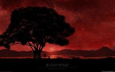 Landscape jigoku shoujo sunset fantasy art trees red Custom Gaming Mat Desk picture