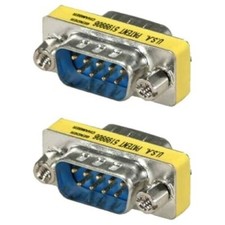 2x DB9 D-SUB 9 Pin RS232 Serial Male to Male Mini Gender Changer Coupler Adapter picture