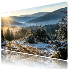 Snowy Mountain Landscape Winter Forest Mat for Keyboard and Mouse Desk Pad picture
