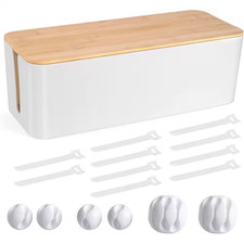 Wooden Style Cable Management Box Large Cord Organizer to Hide Wires and Power S picture
