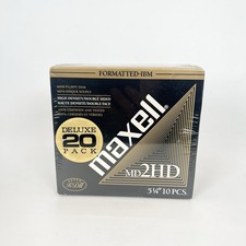 Maxell 5 1/4” MD2-HD 10-Pack Mini Floppy Disks New Sealed NOS 2-Pack (20 TOTAL) picture