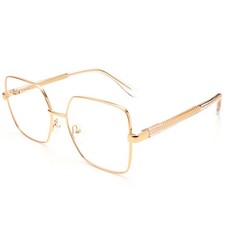 Oversized Square Blue Light Blocking Glasses for Men Trendy Big Large Metal F... picture