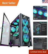 MUSETEX NN8 ATX Case with 6 Preinstalled PWM ARGB Fans, Stylish Mesh Front Panel picture