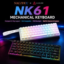 AJAZZ NK61 Wired Mechanical Keyboard 61 Keys 60% Compact  Hot Swappable Red Swit picture