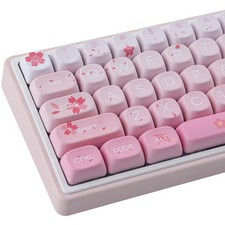 Cherry Blossom MOA Keycaps Pink Sakura 129 Keys Cute PBT Custom Keycaps Set picture