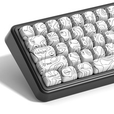 White Topographic Keycap Set PBT MOA 129Key Fits 100% 75% 65% 60% TKL US picture