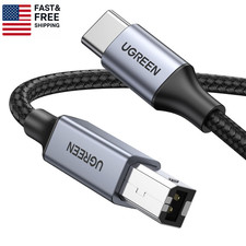 USB B to USB C Printer Cable 3 FT, Nylon USB B to USBC Cable for Macbook Pro/Ai picture