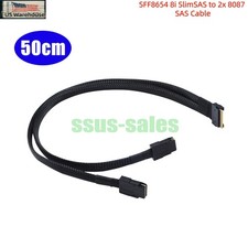 50CM SFF8654 8i SlimSAS to 2x SFF8087 Mini SAS Breakout Cable 12Gbps Server RAID picture