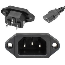 3 Pack Screw Mount 3 Pins Inlet Power Plug Socket IEC320 C14 AC 250V 10A picture