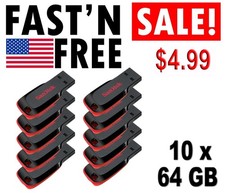 LOT 10x SanDisk SDCZ50-064G 64GB Cruzer Blade USB Flash Drive 64 GB 10 x 64G picture
