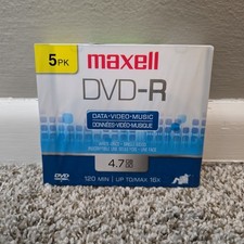 Maxwell 4.7 DVD-R 5 pk Brand New Sealed Package 120 Min Up To 16X Max picture
