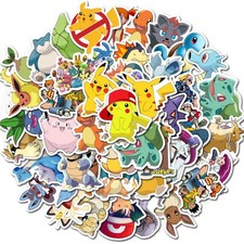 50Pcs Pokemon Anime Sticker for Kids, Cute Cartoon Waterproof Vinyl Black picture