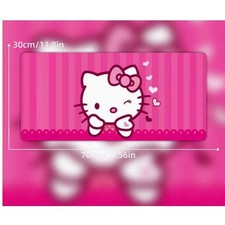 Hello Kitty Pink Striped Desk Mat Large Gaming Mouse Pad Sanrio 70x30cm Kawaii picture