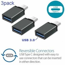 x3 (3pack) USB-C Type C 3.1 Male to USB 3.0 Female Converter Adapter OTG Gray picture