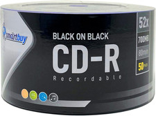 50 Pack Smartbuy CD-R 52X 700MB 80 Mins Double Side Black Vinyl Blank picture