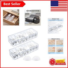Elegant 2-Pack Clear Cable Storage Boxes with Adjustable Dividers for Organizing picture