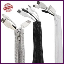 1M Zipper Cable Sleeve Wire Organizer PC TV Desk Cord Management Cover picture