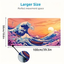 1pc Large-sized Esports Gaming Mouse Pad with a Vibrant Ukiyo-e Wave, Cherry B picture