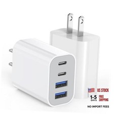 40W iPhone 17 16 Charger Block,Pack 4-Port Fast USB C 2Pack White 2 White picture