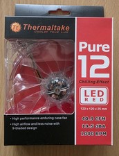 Thermaltake Pure 12 120mm Computer Case Cooling Fan w/Red LED Quiet High Airflow picture