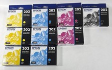 Lot of 9 Epson 202 Inks - 3x Yellow 3x Cyan 2x Magenta 1x Black Exp 2024 To 2026 picture