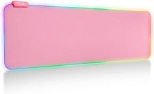 Pink RGB Gaming Mouse Pad - LED Desk Mat 8 Light Modes Smooth Gliding Easy to picture