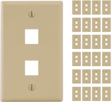 2-Port Keystone Wall Plate (25 Pack), UL Listed, Durable ABS Plastic, Single Gan picture