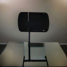 Universal Metal Laptop Desk Stand, Adjustable Stand, Black, Tilting Tray Base picture