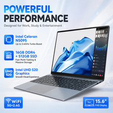 Windows 11 Laptop PC 16GB+ 512 SSD + TF card slot Quad Core 15.6