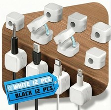 12 Pack Magnetic Cord Organizer White Fast Lock Cable Holder for Desk Car picture