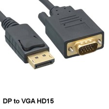 KNTK 10ft DisplayPort 1.2 to VGA Cable 28 AWG Gold-Plated Connector DP HD15 Cord picture