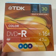 TDK DVD+R 16x 4.7 GB 30 PACK DVD Recordable Sealed NEW-  picture