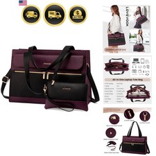 Laptop Bag for Women 15.6 Inch Tote Work Professional Leather Computer Briefc... picture