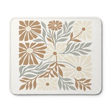 Boho Neutral Floral Mouse Pad, Groovy Retro 70s Abstract Daisy Flower Boho Mo... picture
