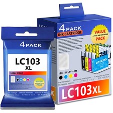 LC103XL High Yield Ink Cartridges 4-Pack (BK/C/M/Y) for Brother LC101 LC101XL... picture