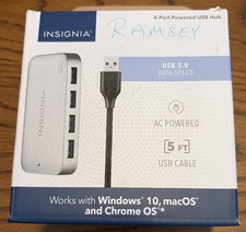 Insignia- 4-Port USB 3.0 Powered Hub - Metallic Gray picture