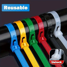 100pcs Reusable Nylon Cable Ties 150mm/6in Mixed Colors Lock Loop Organizer picture