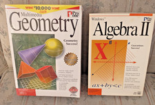 Pro One Math Software Lot Algebra II Geometry Vintage PC Floppy CD-ROM Boxed picture